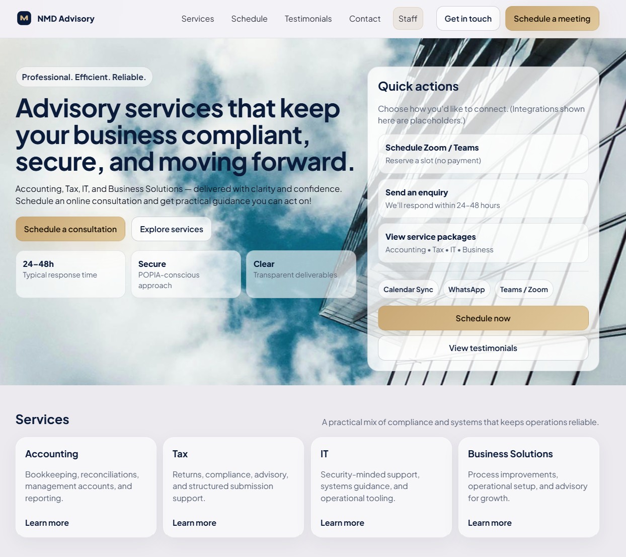 NMD Advisory website